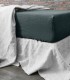 Drap housse lin lavé bleu paon