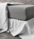 Drap housse lin lavé gris acier