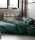 Housse de couette lin lavé bleu paon